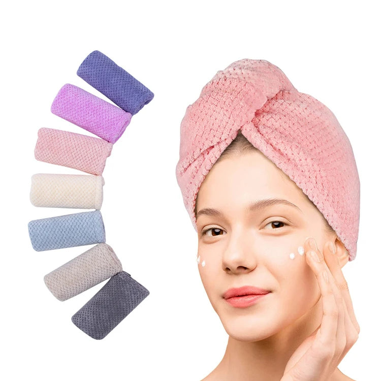 Custom Personalized SPA Women''s Super Absorbent Quick Dry Soft Magic Turban Towel With Buttons Twist Wrap Microfiber Hair Towel