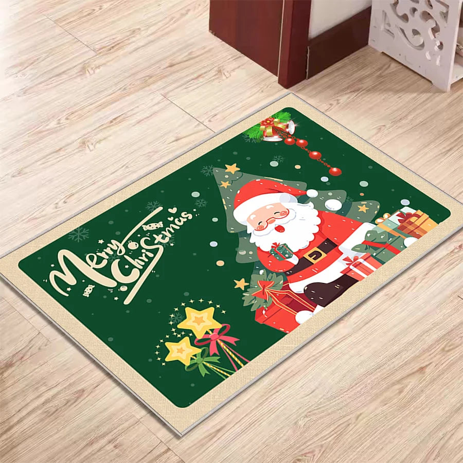 Merry Christmas Decoration Santa Claus Printing Floor Mat Custom Holiday Carpet Mat