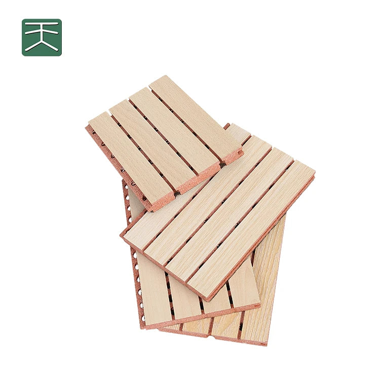 Tiange Singapore Theater Mgo Melamine 133*2440 Mm / 197*2440 Mm Size Sound Absorption Grooved Type Acoustic Panels/Sample Link