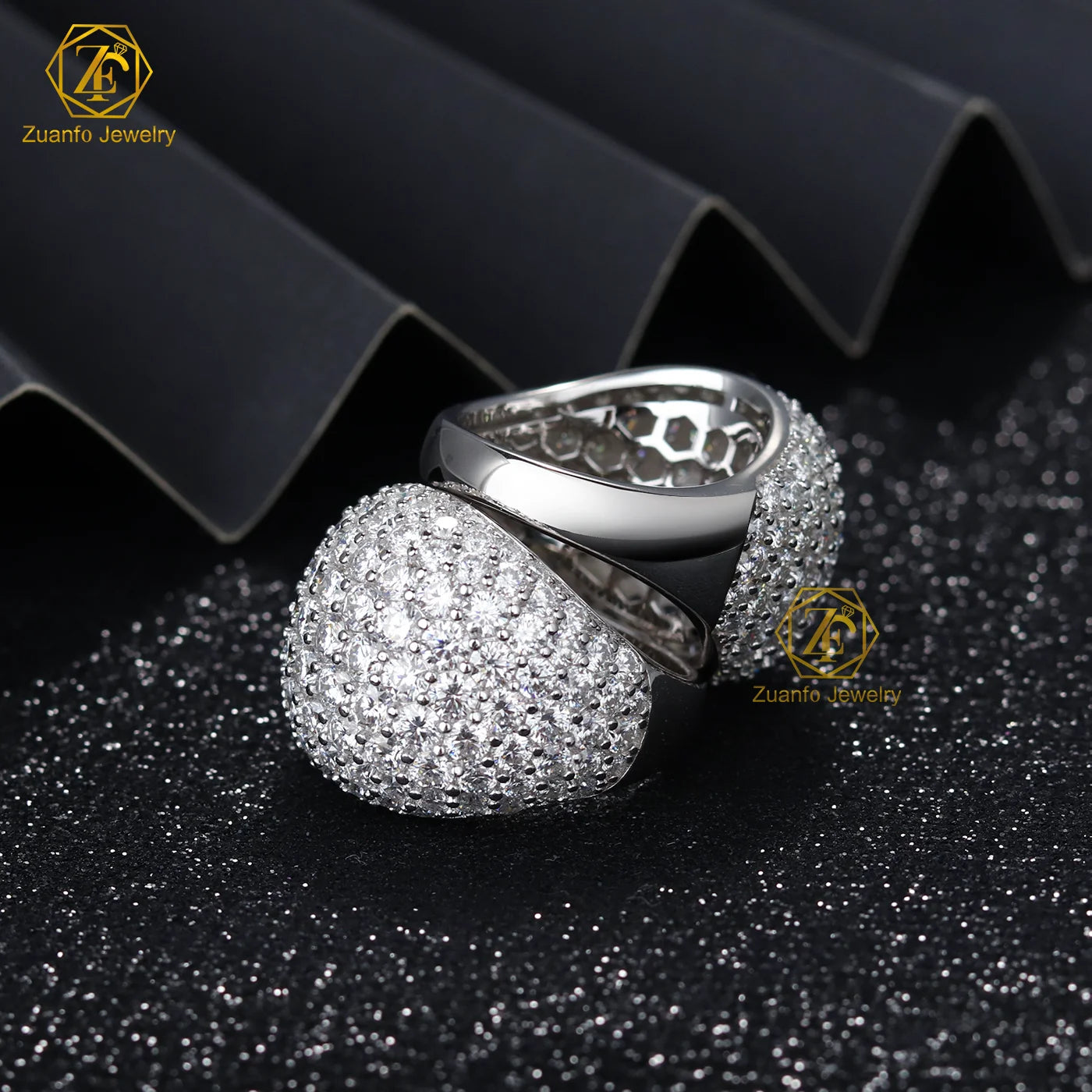Personalized Luxury Iced Out 925 Sterling Silver VVS1 Moissanite Ready to Ship Customized HipHop Rings