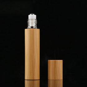 Eco Friendly Roller Bottle Bamboo Cap Lid Glass Oil Bottle Perfume Bottle Bamboo Cover Cap