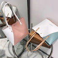 Trendyy Color Block  Bag for  Women's PU Handbags Polyester Liner Zip Versatile Mommy Shopping Bags for Summer