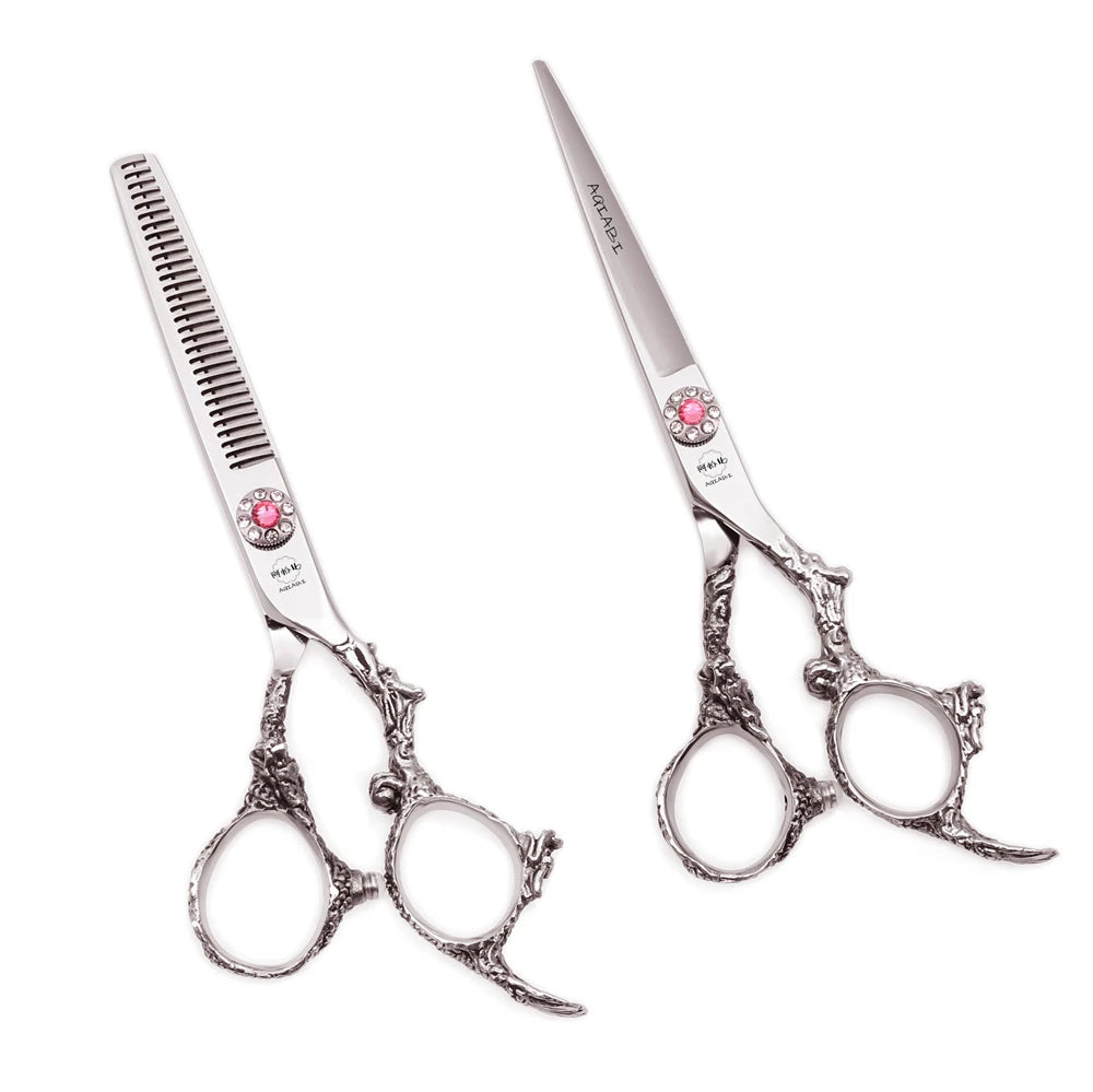 Barber Scissors 5.5'' 6" AQIABI Stainless Hair Scissors Cutting Scissors Professional Hairdressing Thinning Shears Silver A9005
