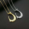 Hunting Accessoires Fishing Gift Stainless Steel Viking Jewelry Hand Engraved Reversible Medium Hawaiian Fish Hook Pendant