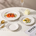 Vintage Embossed Palace Style Soup Plate Fruit Salad Bowl Porcelain Plates Ceramic Tableware