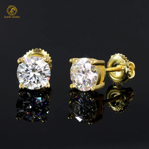 0.5CT 1CT Moissanite Earring Stud Iced Out Round Cut Screw Back 925 Sterling Silver White D VVS Diamond Fine Jewelry Earring