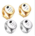 Zhongzhe 2026 Custom College Graduation Ring Waterproof Size 7-15 University Men's Gift Stainless Steel Anti-Tarnish Rose Ring