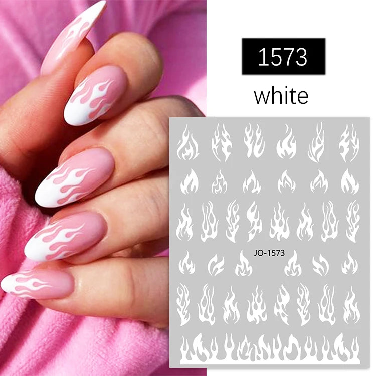 JO-1573 Self-Adhesive Flame Nail Decoration Stickers 3D Multicolor Flame Nail Art Sticker
