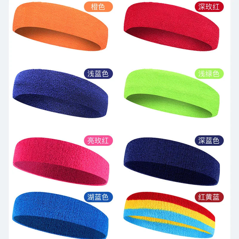 Wholesale Sweat-absorbent Sports Hairbands Basketball Yoga Running Sweatband Combed Cotton Towel Headband