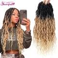 Wholesale for Ombre Wavy Goddess Locs Crochet Braids Queen Faux Locs Synthetic Braiding Hair with Curly Ends Dreadlocks Dyed