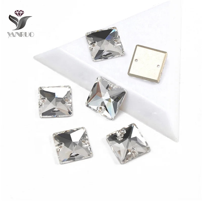 3240 All Sizes clear Colors Two Holes Sew on Rhinestones Buttons Square Rhinestone for Women Dresses