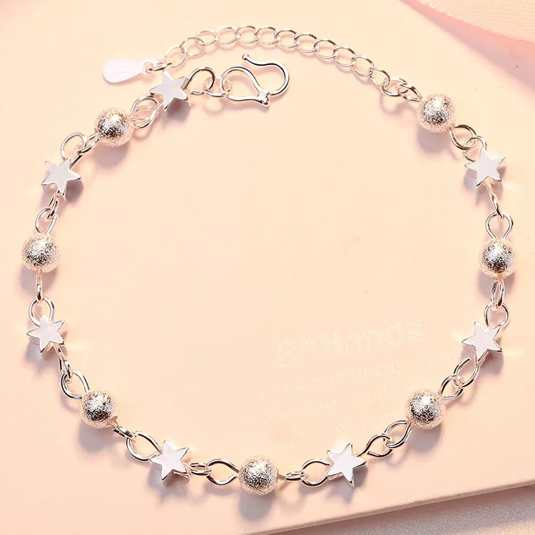 AA017811 Wholesale Women Round Ball Beads Star Women Link Chain Bracelets