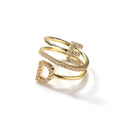 Fashion Jewelry Resizable Rings Custom Women Men Trendy Engagement Rings Gold Plated Brass for Women Zircon Adjustable Geometric