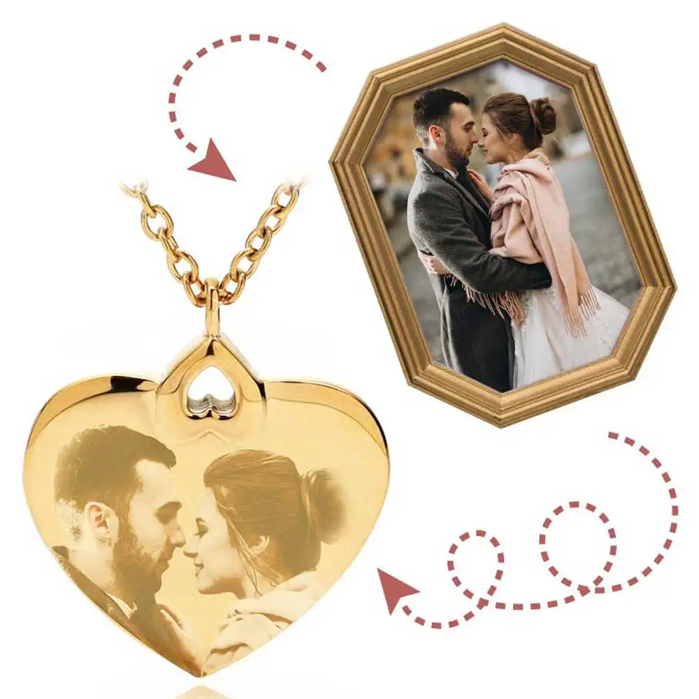 Fine Polishing Blank Heart Laser Engraving Pendant Cast 316L Stainless Steel Necklaces 18K Gold Plated Waterproof Anniversary