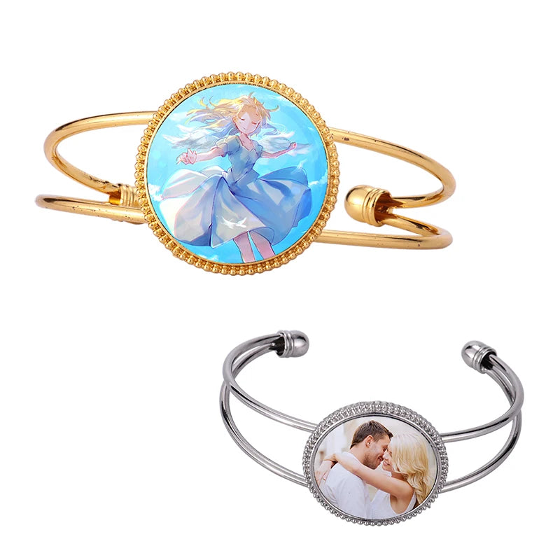 Metal Crafts Gift Open Sublimation Blank Cuff Bangle Bracelet with Thermal Transfer Printing 24.5mm DIY Elegant