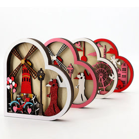 Romantic Wood Sculpture Gifts for Lovers Day for Wedding Wooden Art for Couples