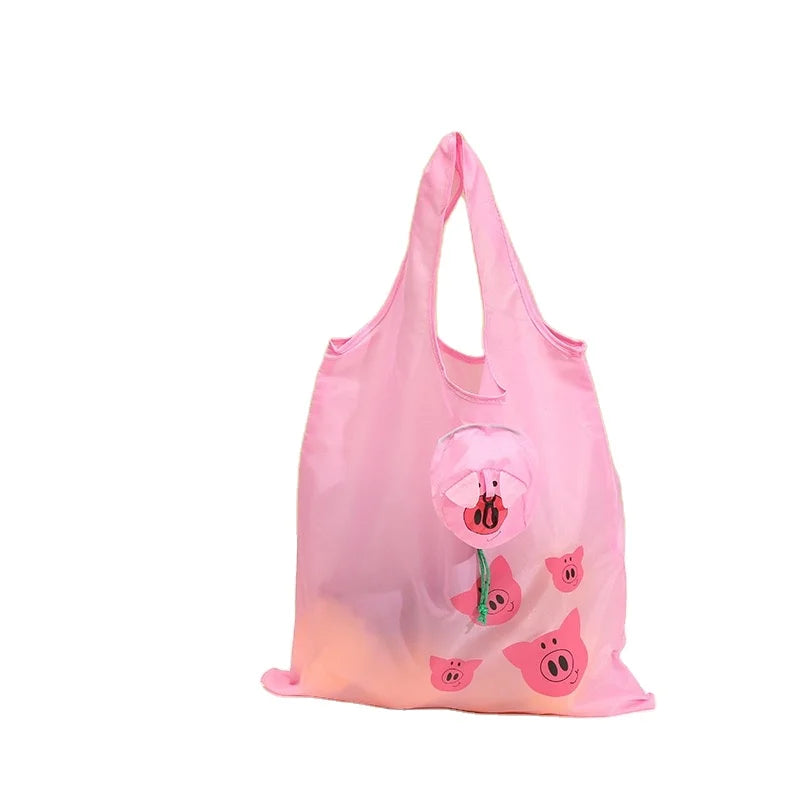 Factory Price Reusable Piggy Polyester Foldable animal Grocery Bags for Shopping and Travel