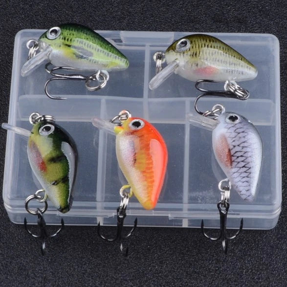 Mini PVC Crankbaits Fishing Lures 1.8g 3cm 5pcs Cranks Wobblers Sets Hard Floating Kit Artificial Fishing Bait for River Pike