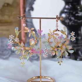 Handmade Liquid Flower Resin Clip-On Earrings Fashion Photo Studio Seaside Travel Wedding Jewelry for Party or Gift