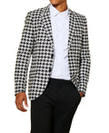 Black White Plaid Men Suits 2 Pcs Costume Homme Tuxedos Wedding Groom Party Prom Blazer Sets Business Men Clothes Traje Hombre