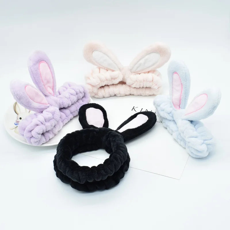 Cute Bunny Ears Women's Headband for Makeup Yoga Skincare Spa & Shower Soft & Funny for Washing Face
