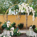 M-A01 Wedding Artificial Flowers Decoration Golden White Metal Round Wedding Arch Backdrop Stand for Balloon Arch  Decoration