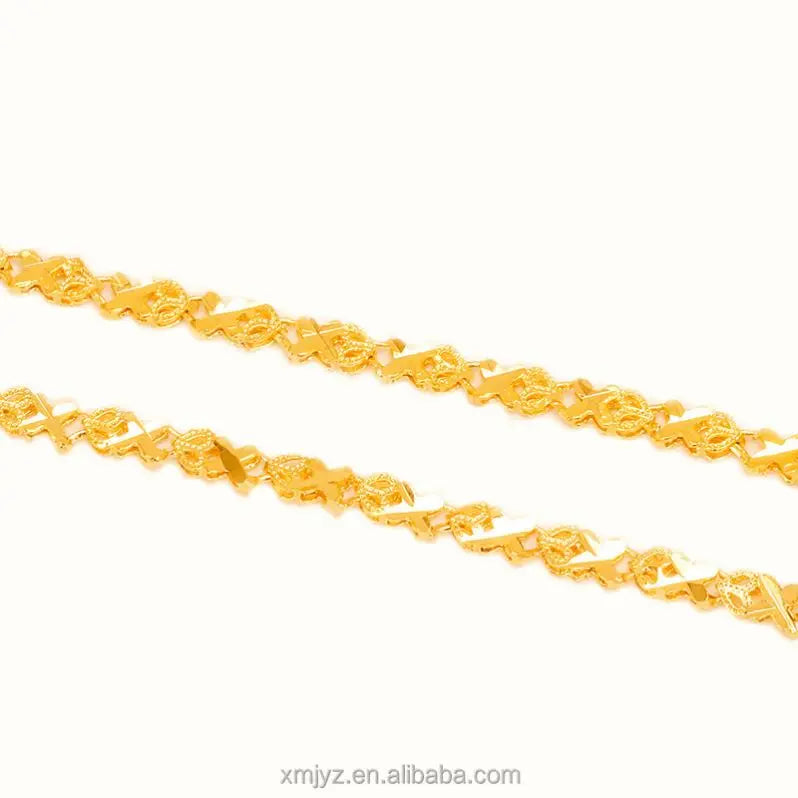 Dubai Shajin Ladies Necklace Fine Korean Version of Generous Gold Chain Thin Chain 999 Non-Fading Brass Plated Shajin Necklace