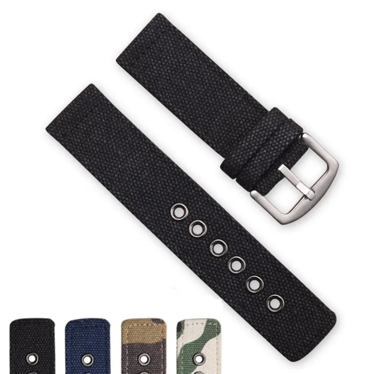 18/20/22/24mm Nylon Watch Strap Replacement Canvas Watch Band Camo Watch Bracelet with Silver Stainless Steel