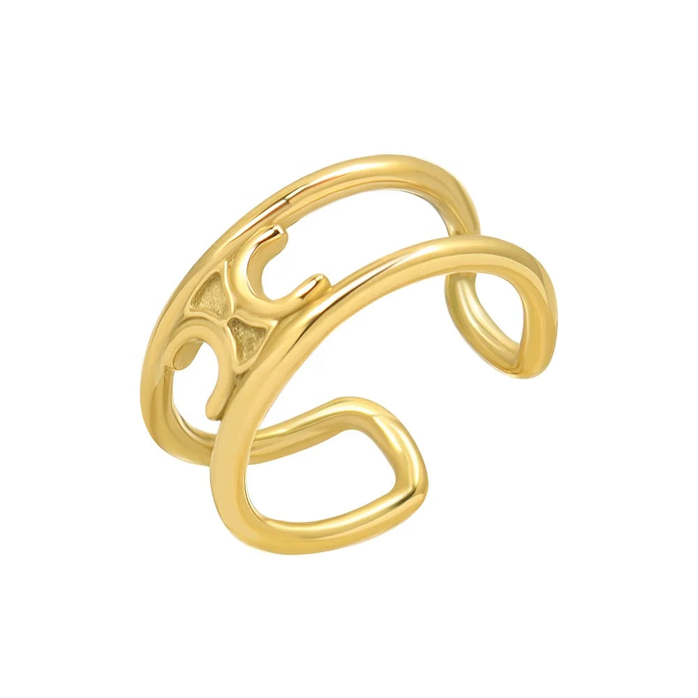 Niche Design Rings Stainless Steel 18K Gold Plated Handcrafted Rings Wholesale