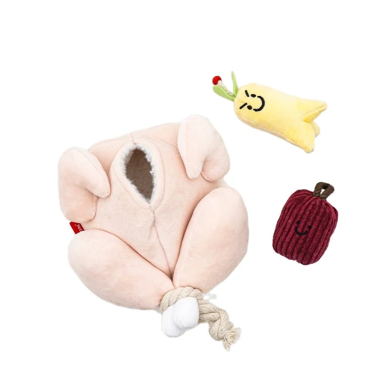 Interactive Plush Chicken Barking Hide and Seek Dog Chew Toys Set New Cartoon Style Dog Toys for Aggressive Chewers