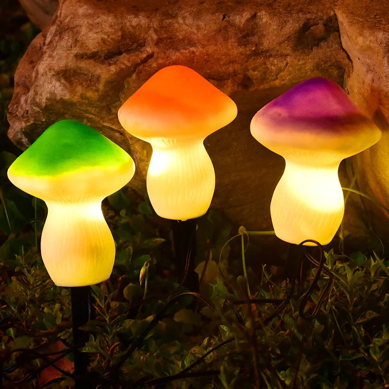 Outdoor Waterproof IP65 One Drag Three Solar Powered Mushroom Light for Groundgardensvillascourtyardslawnpathway