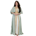 New Satin Hot Diamond Luxury Muslim Dubai Abaya Fashion Women's Kimonos Ladies Abaya Set Three-Piece Dress