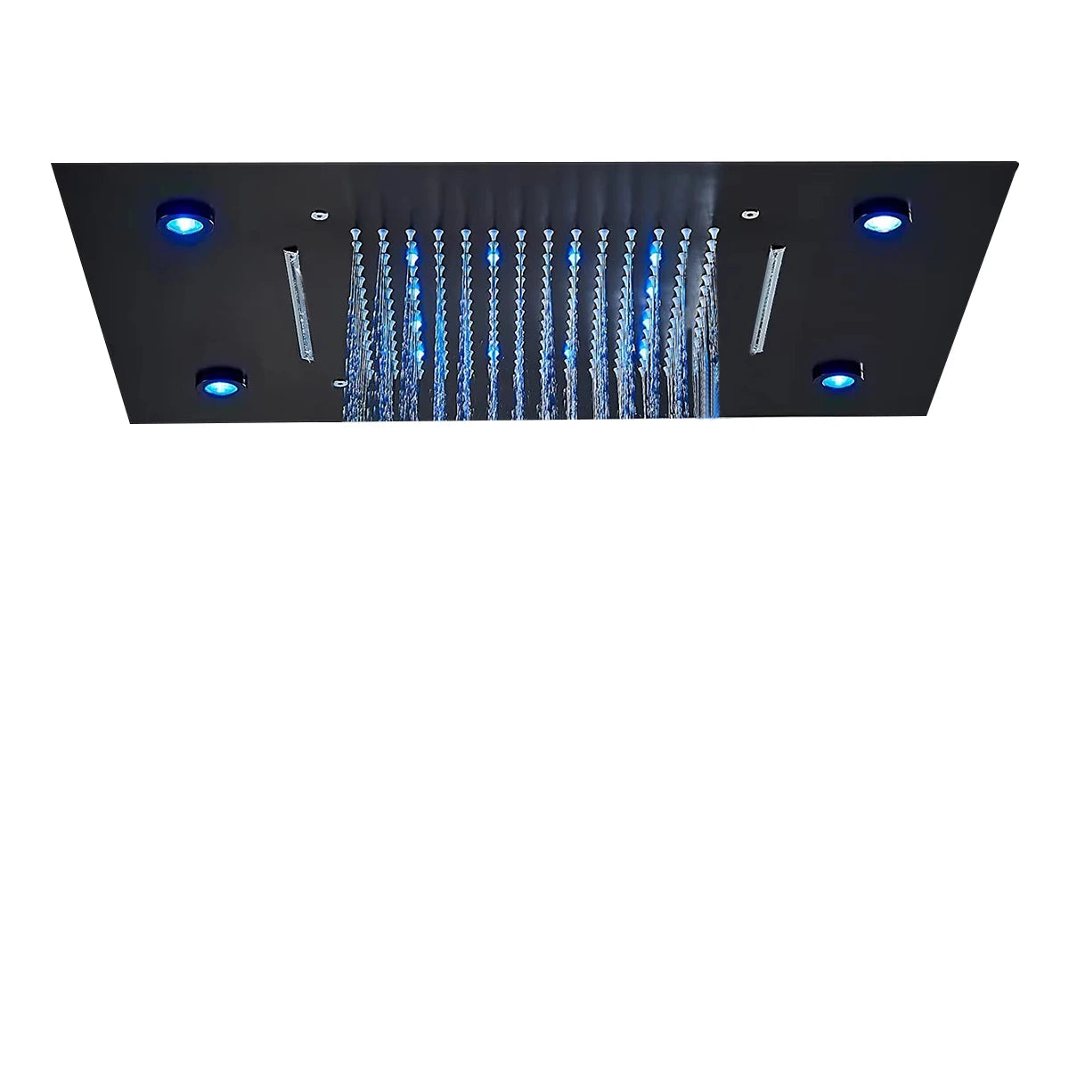 Rain Shower Head LED Shower Head Black Multi Functions Waterfall Rainfall Shower Head