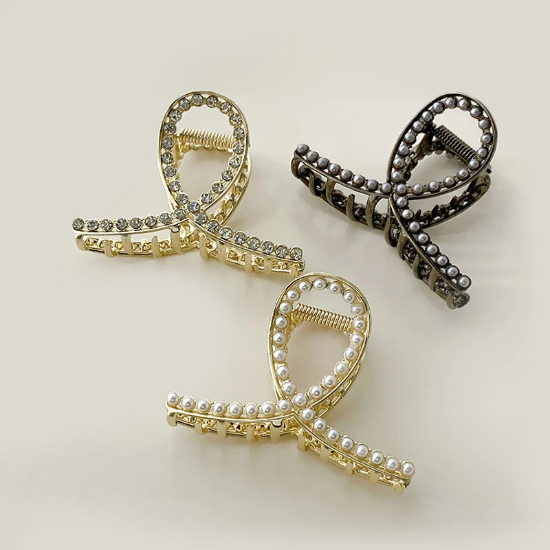 JiaYu Rhinestone Pearl Haarklammer Hair Clips Claw Ladies 8 cm Elegant Metal Hair Clamp Wholesale Hair Claw Clip for Women
