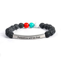 Custom Personalized Handmade Natural Stone Stainless Steel Inspirtional Charm Engraved Name Logo Stone Beads Bracelet
