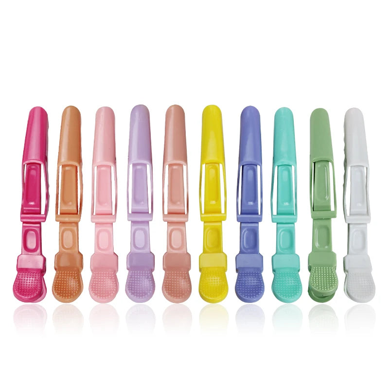 Custom Logo Plastic Hair Clip Hairdressing Clamps Claw Section Alligator Sprayers Non-Slip 6 Pack Multi-Color Home & Salon Use