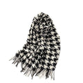 Landfond Accessory Autumn Winter Great Thousand Bird Checkered Tassel Woven Scarf