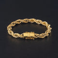 6MM 8MM Twisted Rope Bracelet Hip Hop Jewelry Stainless Steel 18K Gold Plated Thick Woven Twisted Rope Chain Bracelet