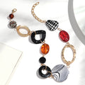 Vintage 2025 Women's Geometric Acrylic Necklace Irregular Red Amber Stone Leopard Print Beads on CCB Link Resin Chains