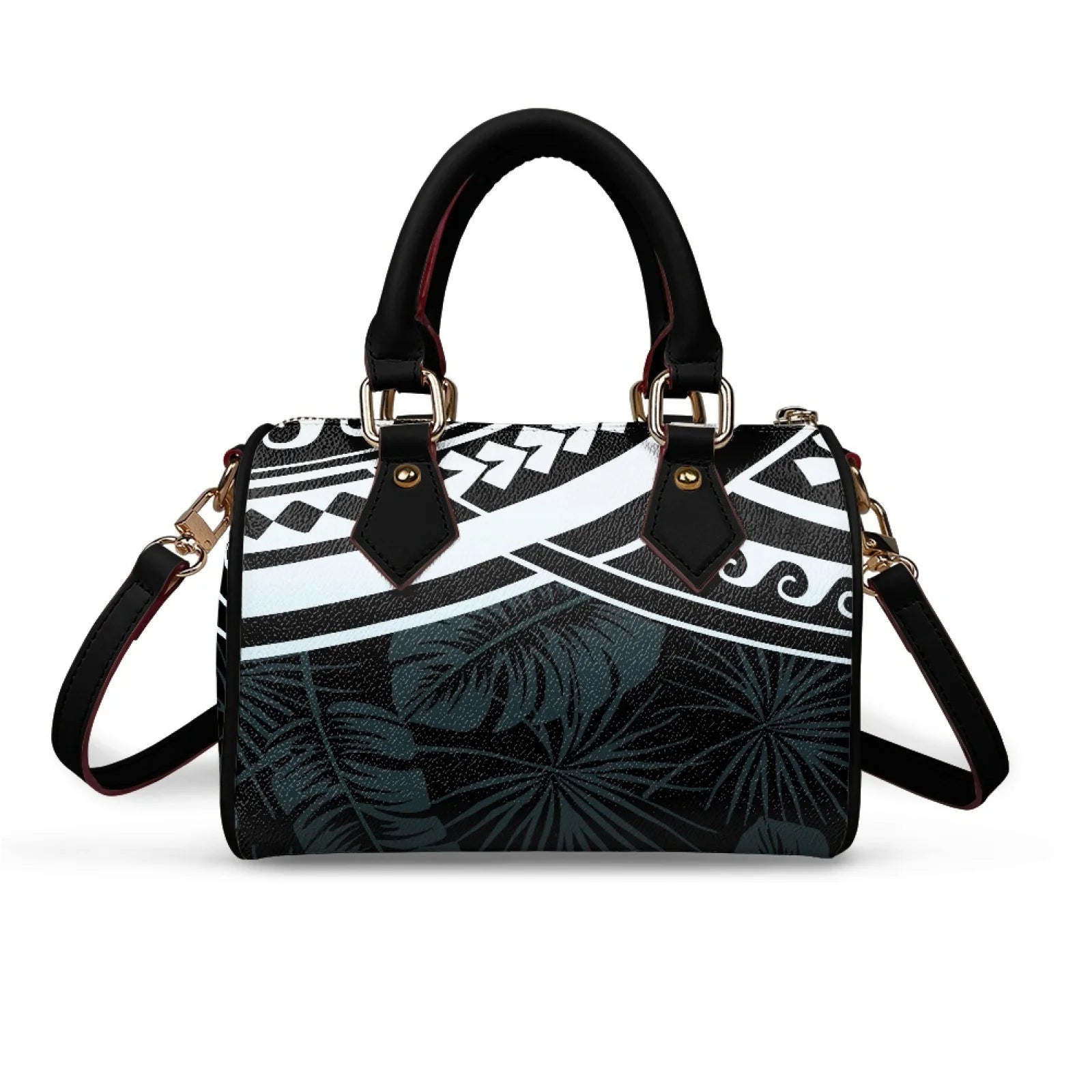 New Polynesian Style Pillow Shape Tote Bag for Women Western Purse Shoulder Handbag Top Handle Bag PU Leather Crossbody Hobo Bag