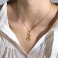 Stainless Steel Rose Snake Pendant Gold Necklace for Women Fashion Jewelry