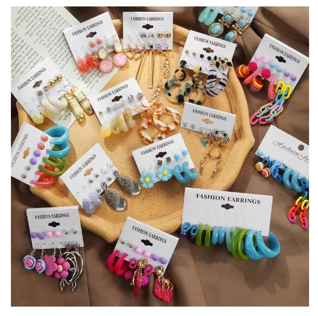 Wholesale Hot Selling Boho Hoop Earrings Acrylic Colorful Flowers Earrings for Women Jewellery