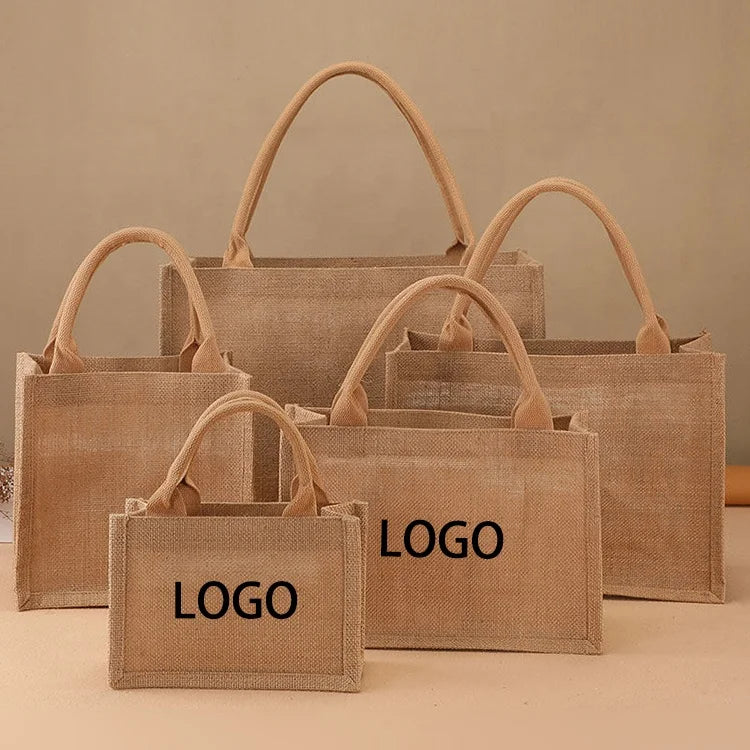 Hot Sale High-Quality Material Hessian Grocery Shopping Bag Custom Logo Natural Eco-Friendly Jute Tote Bag