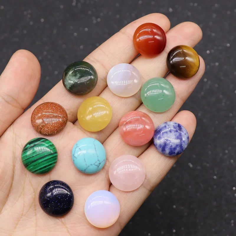 HZ Hot Sale Multiple Material Round Shape Cabochon Flat Back Synthetic Turquoise Gemstones Wholesale Crystals