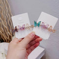 Korean Style Glass Crystal Multi  Butterfly Clips Hair Accessories One-word Side Butterfly Hair Clip for Women