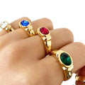 Bulk Waterproof Chic Eternity Stainless Steel 18k Gold Plated Zircon Diamond Charm Finger Ring Jewelry Women