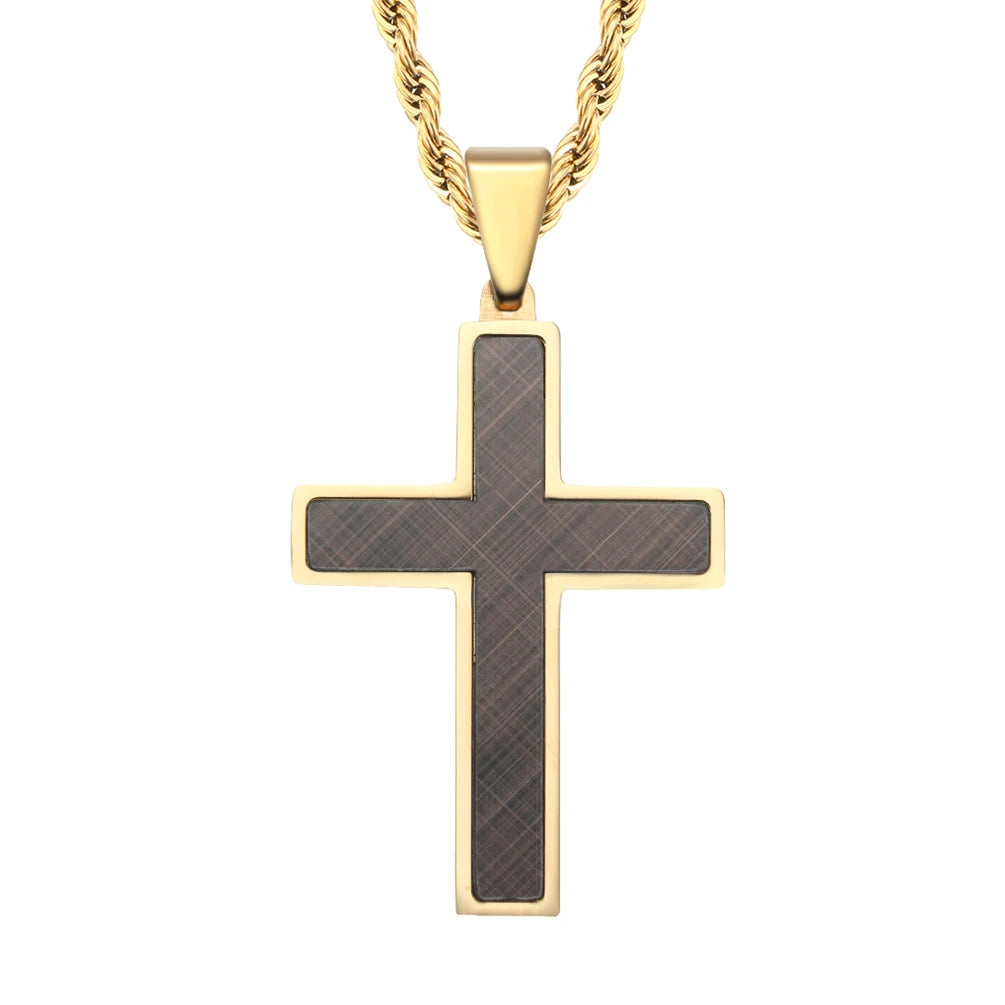 Factory Private Customized Minimalist Cross Custom Necklace Stainless Steel 18K Gold-Plated Crafted Men's Pendant