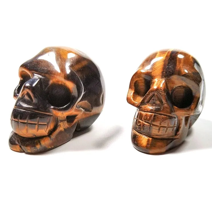 Huiying New Stone Dragon Carvings Wholesale Hand Carved 2 Inch Natural Yellow tiger Eye Stone Head Skull for Gifts Crafts