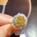 New Popular Silver 925 Original 5 Carat Brilliant Cut Diamond Test Past Yellow Moissanite Ring for Female Wedding Fine Jewelry