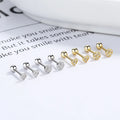 Fashion Jewelry 925 Sterling Silver Small Earrings love Heart Round Circle Diamond Thread Gold Plated Stud Earrings Women